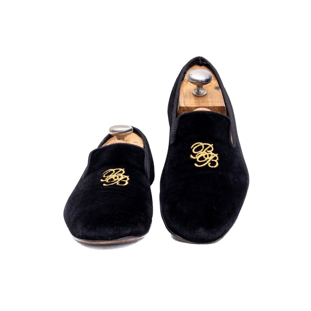 Brooks Brothers x Peal & Co. Black Velvet Smoking Slippers Size US 10.5 D - Picture 4 of 14